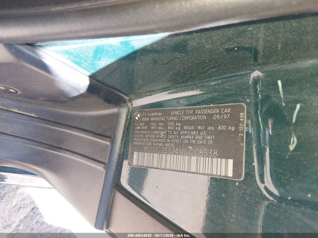 Продажа на аукционе авто 1997 Bmw Z3 2.8l Roadster, vin: 4USCJ3324VLC08538, номер лота: 45034020