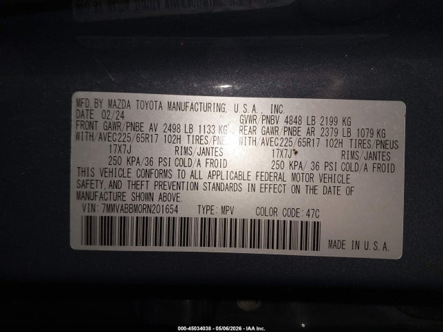 2024 Mazda Cx-50 2.5 S Preferred მანქანა იყიდება აუქციონზე, vin: 7MMVABBM0RN201654, აუქციონის ნომერი: 45034038