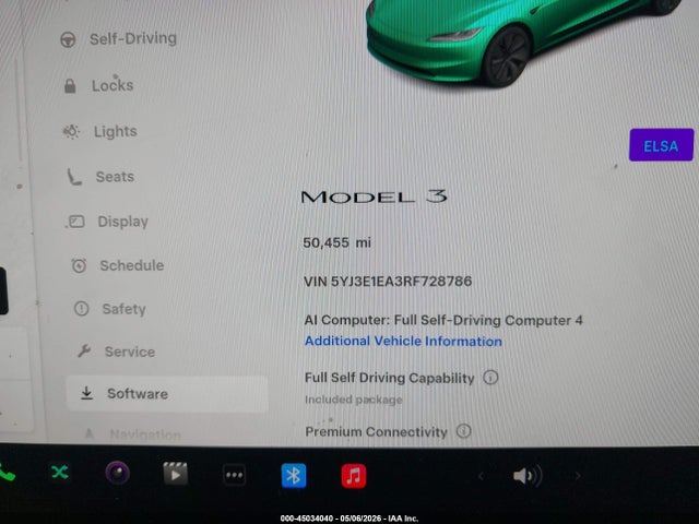 2024 Tesla Model 3 Long Range Dual Motor All-wheel Drive/rear-wheel Drive მანქანა იყიდება აუქციონზე, vin: 5YJ3E1EA3RF728786, აუქციონის ნომერი: 45034040