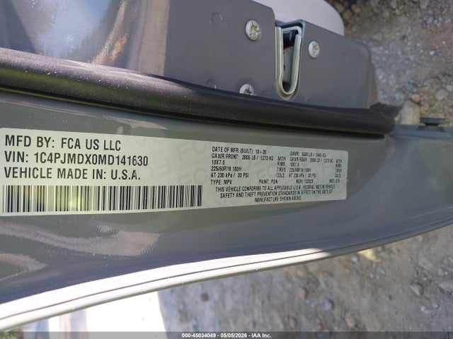 2021 Jeep Cherokee Limited 4x4 მანქანა იყიდება აუქციონზე, vin: 1C4PJMDX0MD141630, აუქციონის ნომერი: 45034049