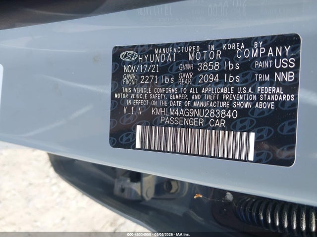Продаж на аукціоні авто 2022 Hyundai Elantra Sel, vin: KMHLM4AG9NU283840, номер лоту: 45034058
