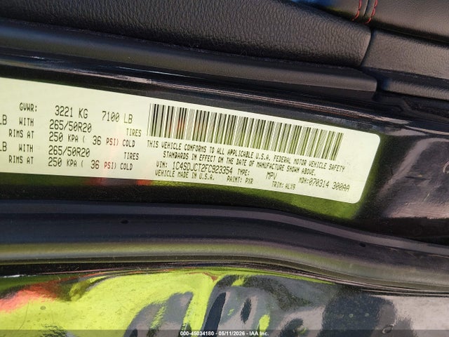 2015 Dodge Durango R/t მანქანა იყიდება აუქციონზე, vin: 1C4SDJCT2FC923354, აუქციონის ნომერი: 45034180