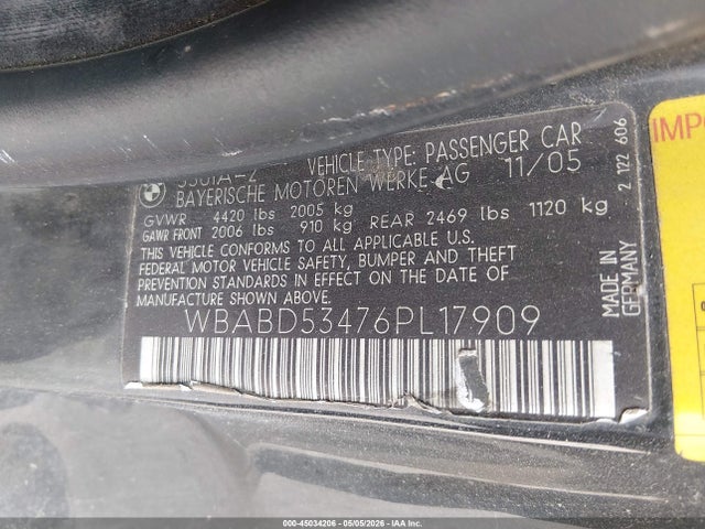 Продажа на аукционе авто 2006 Bmw 330ci, vin: WBABD53476PL17909, номер лота: 45034206