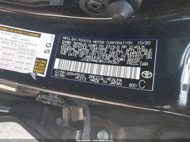 45034299 :رقم المزاد ، JTDEPMAE4MJ149367 vin ، 2021 Toyota Corolla Le مزاد بيع