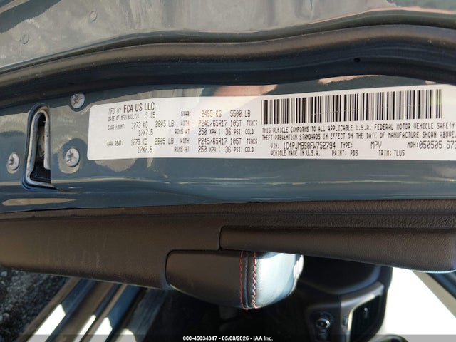 45034347 :رقم المزاد ، 1C4PJMBS8FW752794 vin ، 2015 Jeep Cherokee Trailhawk مزاد بيع