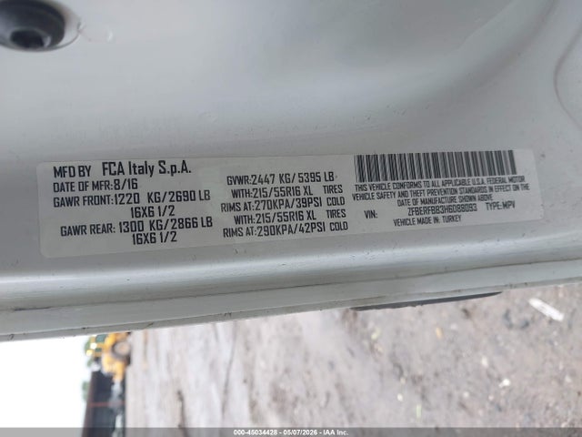 Aukcja sprzedaży 2017 Ram Promaster City Tradesman Slt, vin: ZFBERFBB3H6D88093, numer aukcji: 45034428