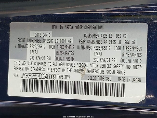 Aukcja sprzedaży 2014 Mazda Cx-5 Sport, vin: JM3KE2BE7E0346009, numer aukcji: 45034444
