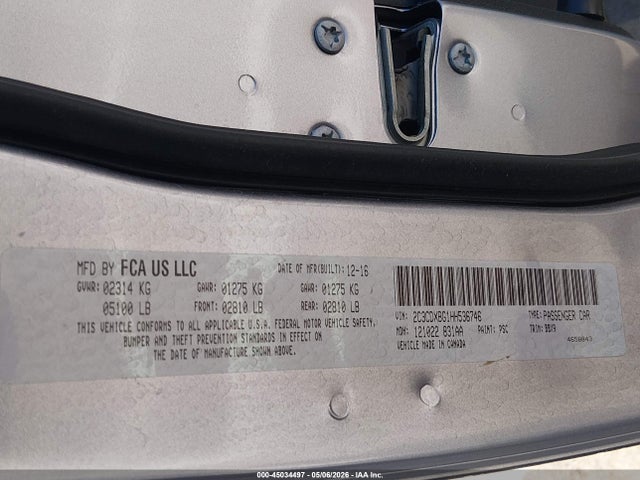 45034497 :رقم المزاد ، 2C3CDXBG1HH536746 vin ، 2017 Dodge Charger Se Rwd مزاد بيع