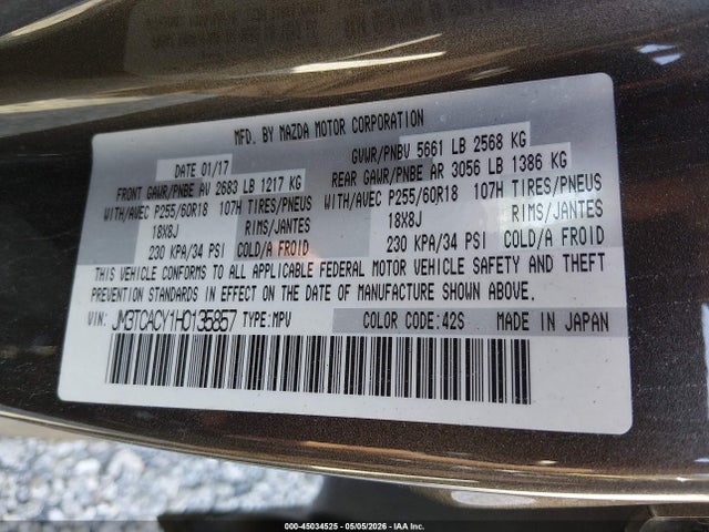 Mazda Cx-9 Touring 2017 JM3TCACY1H0135857 Image 9
