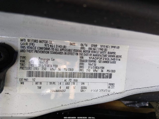 Ford FOCUS SE 2016 1FADP3F29GL345114 Image 9