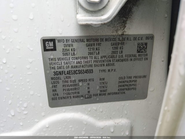 Продажа на аукционе авто 2012 Chevrolet Captiva Sport Ltz, vin: 3GNFL4E58CS634593, номер лота: 45034596