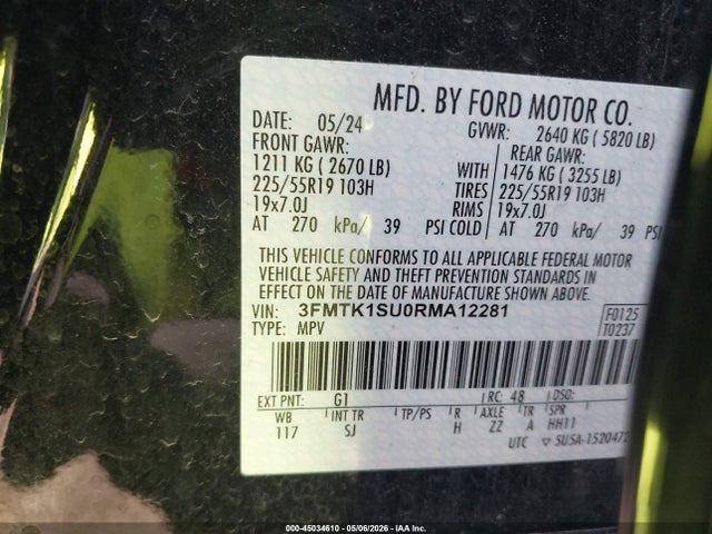 Ford Mustang Mach-e Select 2024 3FMTK1SU0RMA12281 Image 9
