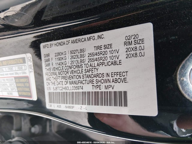 Aukcja sprzedaży 2020 Acura Rdx A-spec Package, vin: 5J8TC2H60LL035974, numer aukcji: 45034616