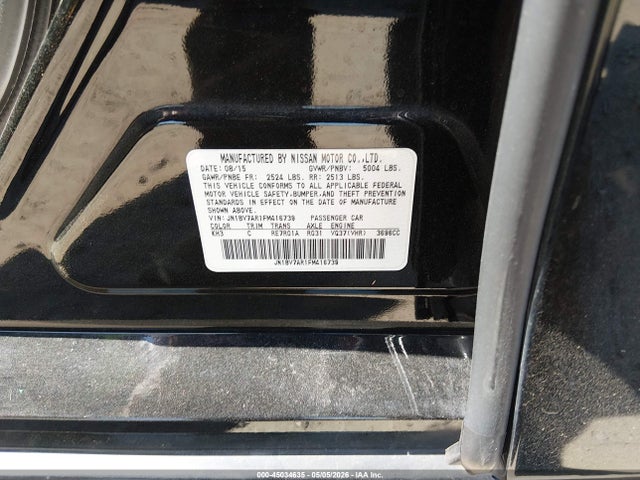 45034635 :رقم المزاد ، JN1BV7AR1FM416739 vin ، 2015 Infiniti Q50 Premium مزاد بيع
