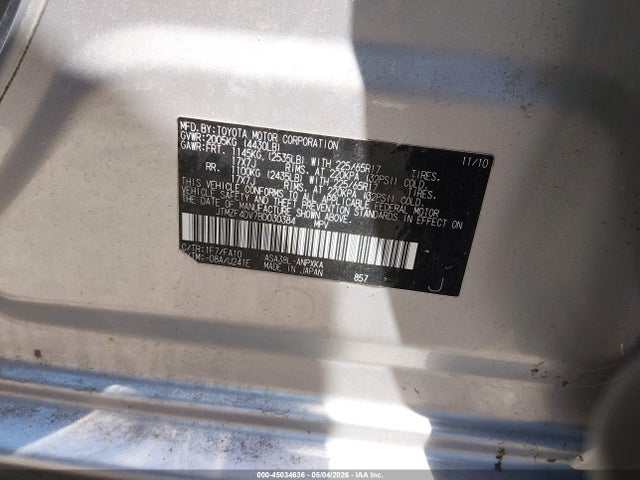 45034636 :رقم المزاد ، JTMZF4DV7BD030384 vin ، 2011 Toyota Rav4 مزاد بيع