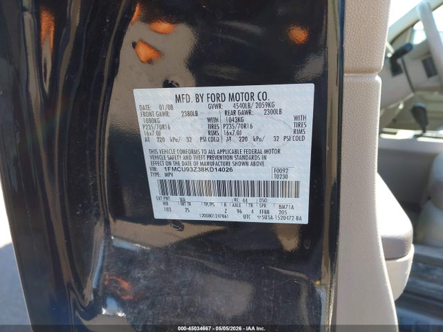 45034667 :رقم المزاد ، 1FMCU93Z38KD14026 vin ، 2008 Ford Escape Xlt مزاد بيع