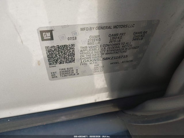 1GKKNSLS8KZ116715 GMC Acadia Sle-2