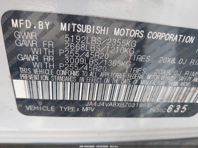 Продаж на аукціоні авто 2024 Mitsubishi Outlander Se 2.5 S-awc/se Black Edition S-awc/se Black Edition W/pano Roof S-awc/se Ralliart S-awc, vin: JA4J4VA8XRZ031981, номер лоту: 45034689