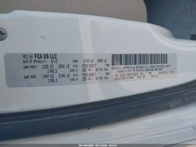 Продаж на аукціоні авто 2015 Chrysler Town & Country Touring-l, vin: 2C4RC1CG8FR726670, номер лоту: 45034869