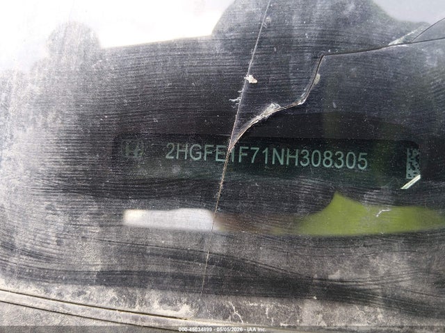 Продаж на аукціоні авто 2022 Honda Civic Ex, vin: 2HGFE1F71NH308305, номер лоту: 45034899