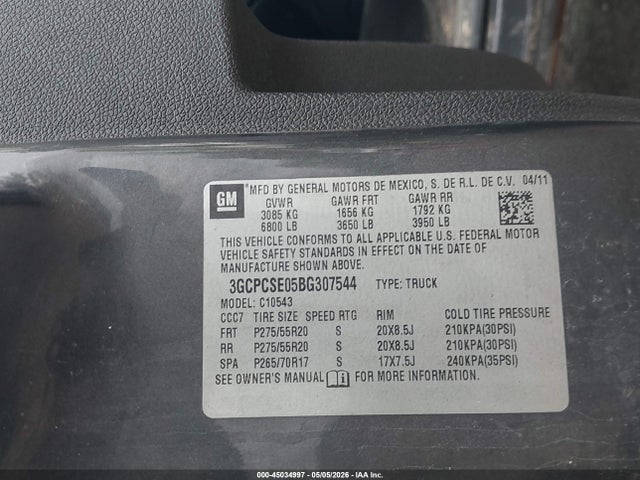 Продажа на аукционе авто 2011 Chevrolet Silverado 1500 Lt, vin: 3GCPCSE05BG307544, номер лота: 45034997