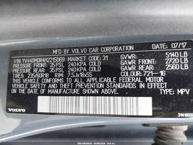 Volvo Xc60 T5 Dynamic 2017 YV440MDR4H2215069 Image 9