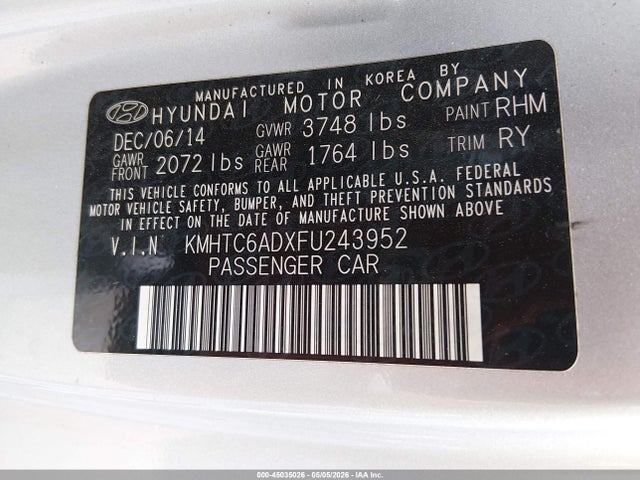 Hyundai Veloster 2015 KMHTC6ADXFU243952 Image 9