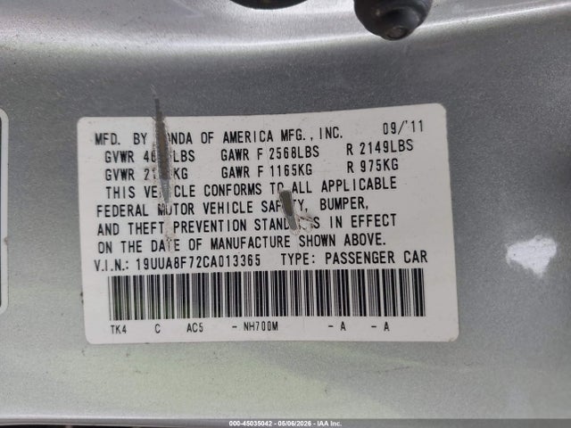 Продажа на аукционе авто 2012 Acura Tl 3.5, vin: 19UUA8F72CA013365, номер лота: 45035042