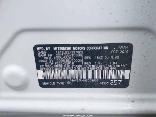 Продажа на аукционе авто 2017 Mitsubishi Outlander Sport 2.0 Le, vin: JA4AP3AU4HZ009806, номер лота: 45035066
