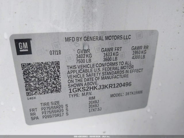 2019 Gmc Yukon Xl Denali მანქანა იყიდება აუქციონზე, vin: 1GKS2HKJ3KR120496, აუქციონის ნომერი: 45035083