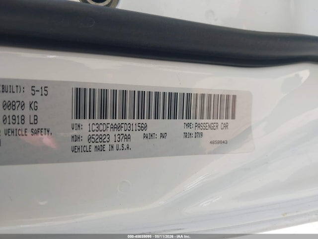 1C3CDFAA0FD311560 Dodge DART SE