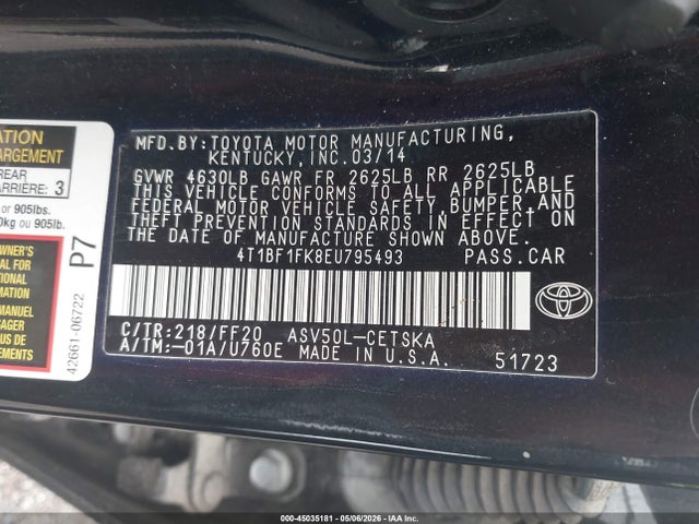 Продаж на аукціоні авто 2014 Toyota Camry Se, vin: 4T1BF1FK8EU795493, номер лоту: 45035181