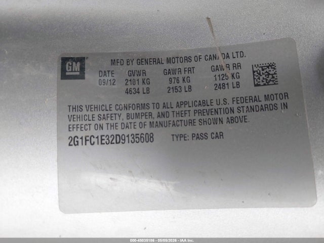 2013 Chevrolet Camaro 2lt მანქანა იყიდება აუქციონზე, vin: 2G1FC1E32D9135608, აუქციონის ნომერი: 45035186
