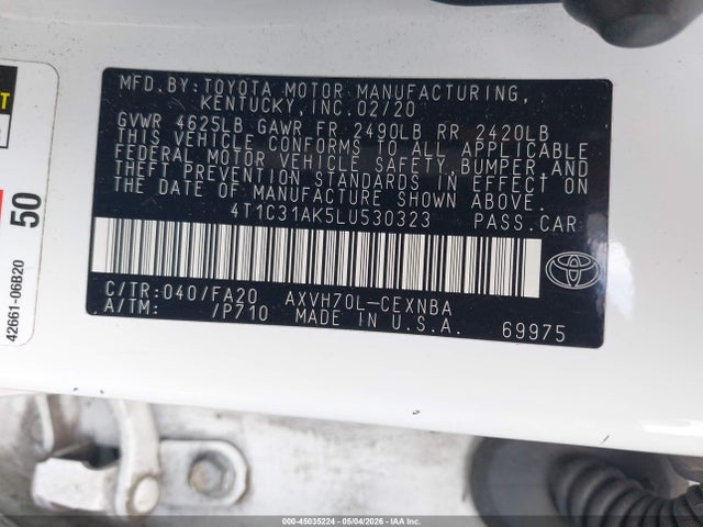 4T1C31AK5LU530323 Toyota Camry Le Hybrid