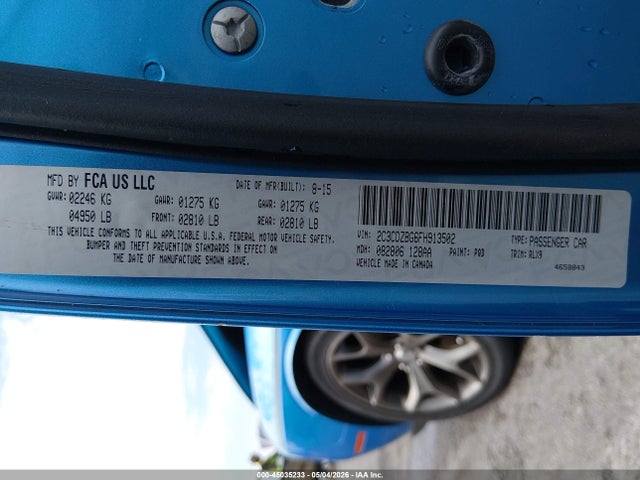 Продажа на аукционе авто 2015 Dodge Challenger Sxt Plus, vin: 2C3CDZBG6FH913502, номер лота: 45035233