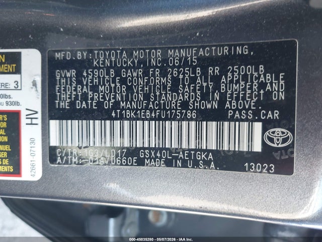 2015 Toyota Avalon Xle მანქანა იყიდება აუქციონზე, vin: 4T1BK1EB4FU175786, აუქციონის ნომერი: 45035280