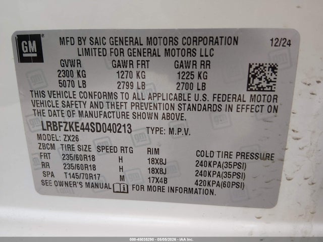Aukcja sprzedaży 2025 Buick Envision Preferred Awd, vin: LRBFZKE44SD040213, numer aukcji: 45035290