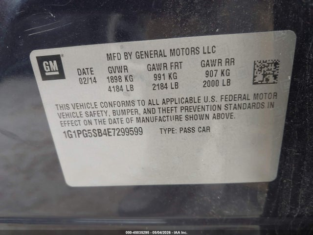 Продаж на аукціоні авто 2014 Chevrolet Cruze Ltz, vin: 1G1PG5SB4E7299599, номер лоту: 45035295