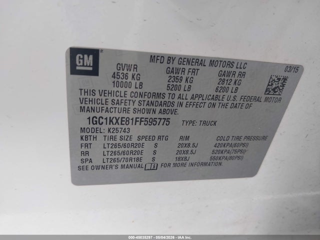 1GC1KXE81FF595775 Chevrolet Silverado 2500hd High Country
