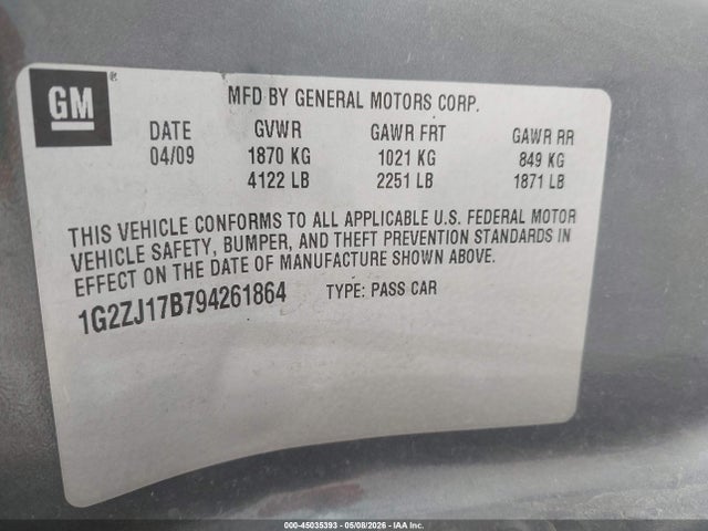 Продажа на аукционе авто 2009 Pontiac G6 New Se, vin: 1G2ZJ17B794261864, номер лота: 45035393