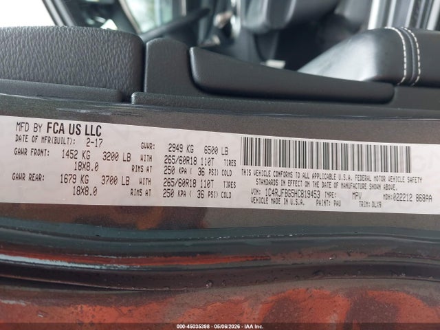 2017 Jeep Grand Cherokee Limited 4x4 მანქანა იყიდება აუქციონზე, vin: 1C4RJFBG5HC819453, აუქციონის ნომერი: 45035398