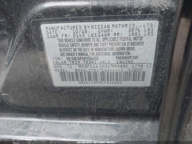 3N1AB7APXKY254605 Nissan SENTRA SV