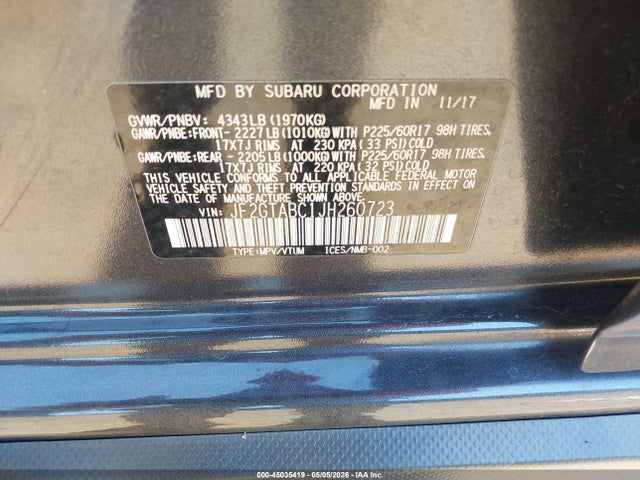 Aukcja sprzedaży 2018 Subaru Crosstrek 2.0i Premium, vin: JF2GTABC1JH260723, numer aukcji: 45035419