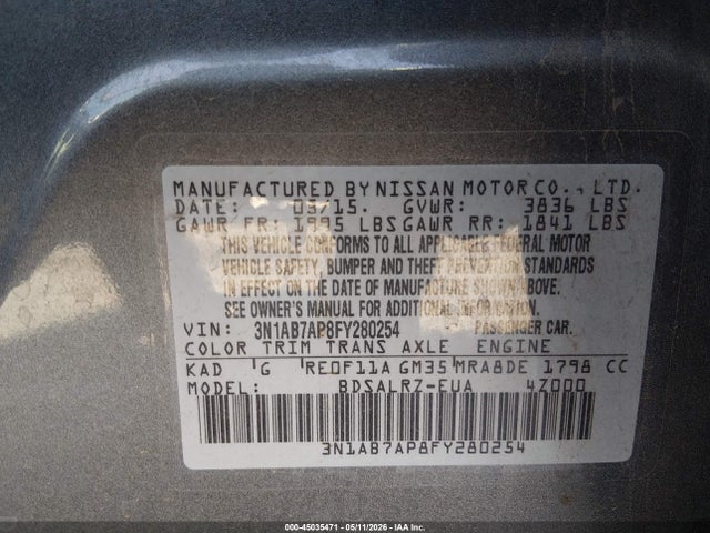 3N1AB7AP8FY280254 Nissan SENTRA SR