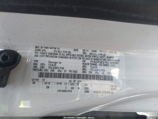 Продаж на аукціоні авто 2014 Ford Focus S, vin: 1FADP3E21EL388991, номер лоту: 45035513
