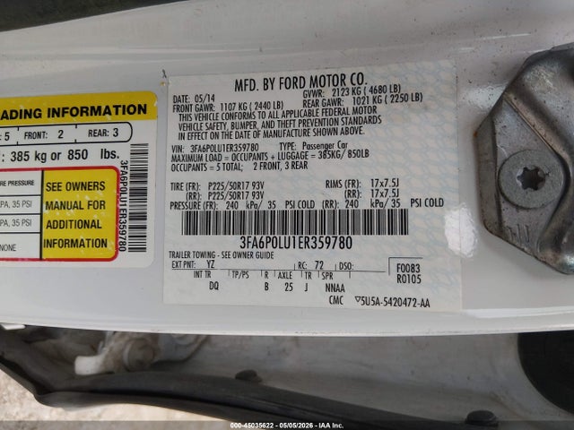 Ford Fusion Hybrid Se 2014 3FA6P0LU1ER359780 Image 9