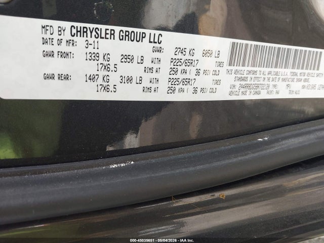 Продажа на аукционе авто 2011 Chrysler Town & Country Touring-l, vin: 2A4RR8DG5BR722120, номер лота: 45035651