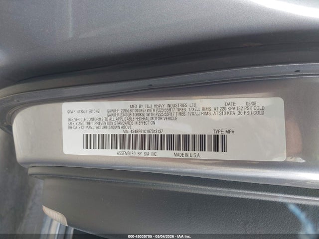Aukcja sprzedaży 2009 Subaru Outback 2.5i, vin: 4S4BP61C197313137, numer aukcji: 45035705
