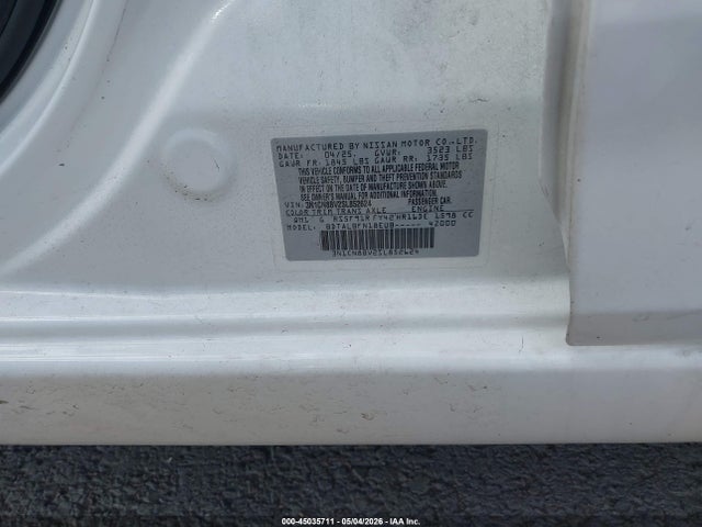2025 Nissan Versa 1.6 S მანქანა იყიდება აუქციონზე, vin: 3N1CN8BV2SL852624, აუქციონის ნომერი: 45035711