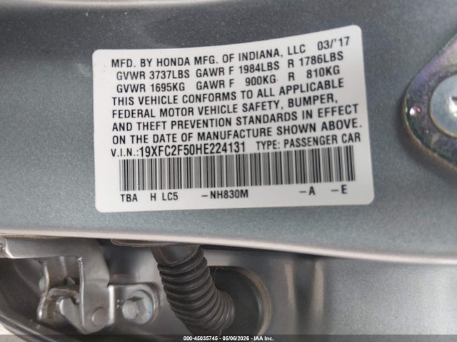 19XFC2F50HE224131 Honda Civic Lx